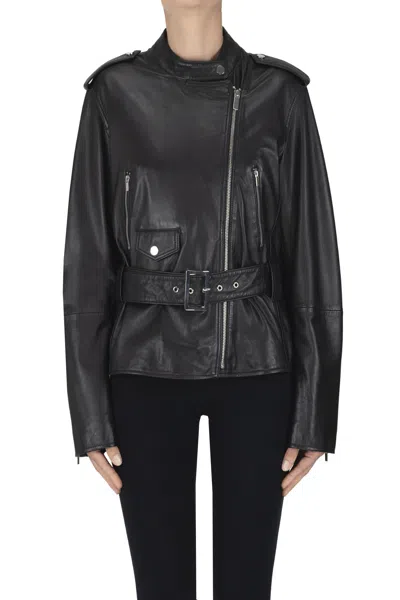 Pennyblack Leather Biker Jacket In Black