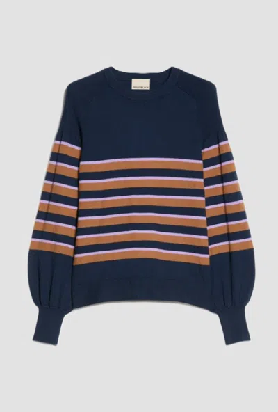 Pennyblack Mixed Striped Mesh Cashmere Woman Blue