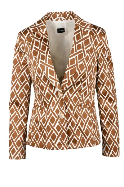 Pennyblack Nabot Fitted Jacket - Beige/rust In Brown