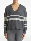 Pennyblack Naif Striped V-neck Sweater In Gray