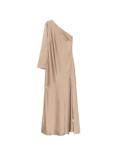 Pennyblack One-shoulder Side-slit Dress In Brown