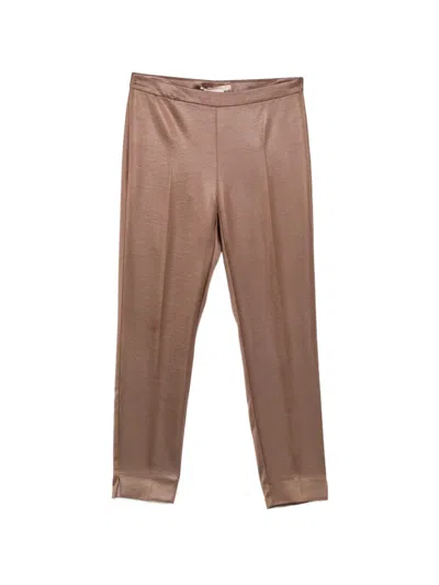 Pennyblack Pagaia Satin-finish Pressed-crease Trousers In Brown