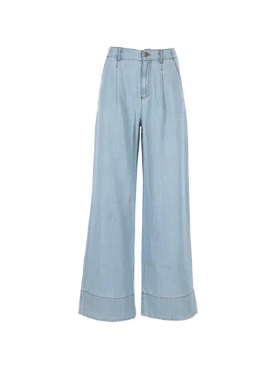 Pennyblack Pleated Wide-leg Jeans In Blue