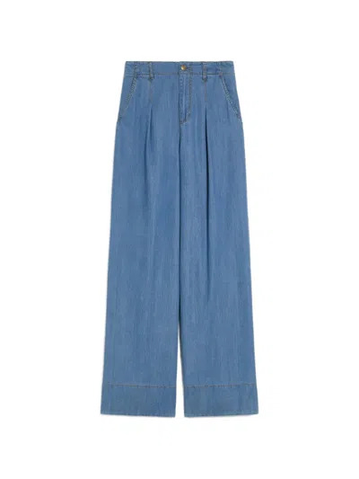 Pennyblack Pleated Wide-leg Jeans In Blue