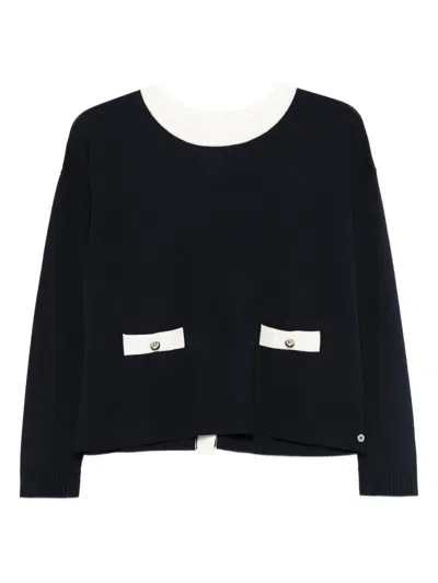 Pennyblack Pocket-detail Reverse Cardigan In Blue
