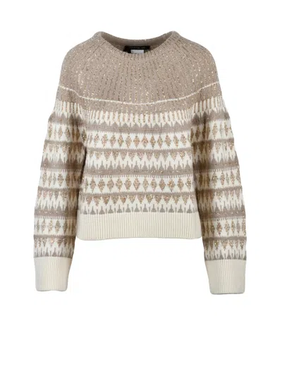 Pennyblack Rhinestone-embellished Cropped Crewneck Sweater In Transparent