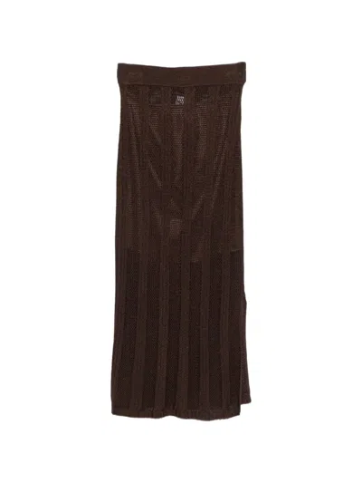 Pennyblack Ribbed-knit Crochet Skirt In Burgundy