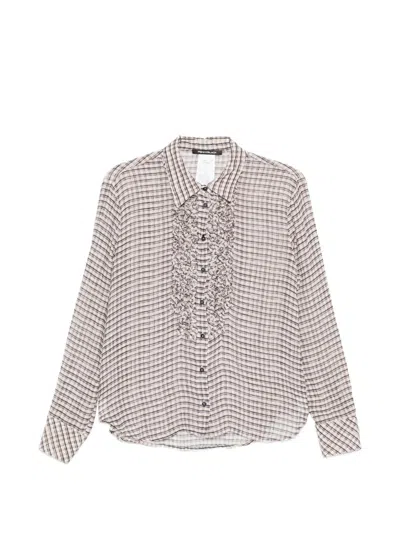 Pennyblack Ruffled Check Shirt In Neutral
