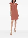 Pennyblack Ruffled-sleeve Mini Dress In Brown