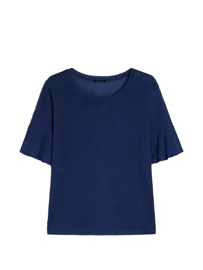 Pennyblack Ruffle-sleeve T-shirt In Blue