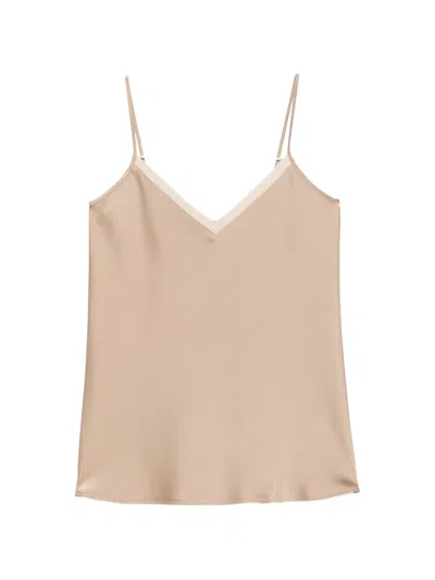 Pennyblack Satin-finish V-neck Top In Neutral