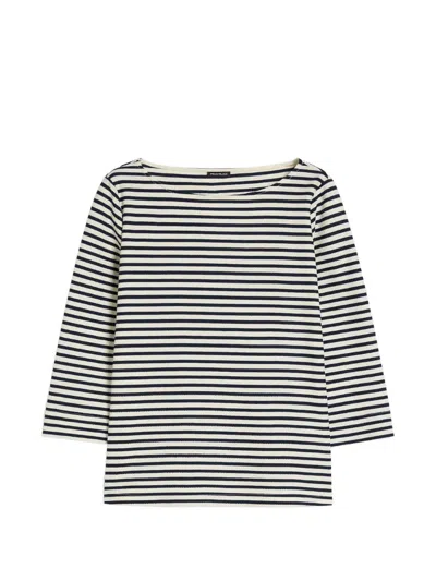Pennyblack Striped Boat-neck T-shirt In Black