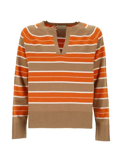 Pennyblack Striped Cable-knit Sweater In Gold
