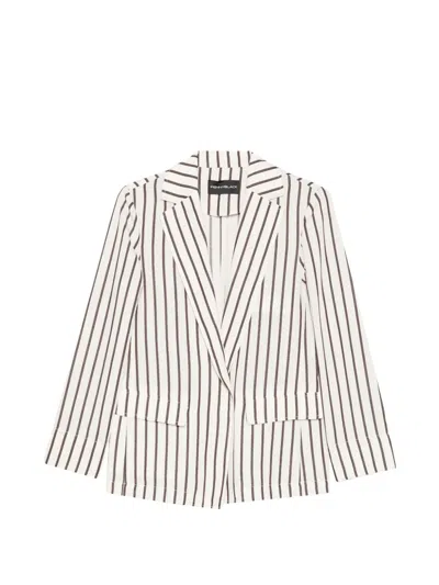 Pennyblack Striped Notched Blazer In Neutral