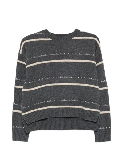 Pennyblack Striped Sweater In Gray