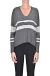 Pennyblack Striped Wide Pullover In Gray