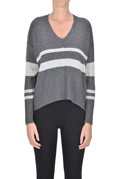 Pennyblack Striped Wide Pullover In Grey