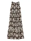 Pennyblack Tiered Cotton Midi Dress In Multi