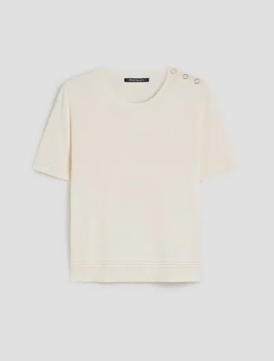 Pennyblack T-shirt In Cotton Blend And Silk Ivory Woman In Neutral