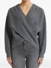 Pennyblack Urial Cross-front Ribbed Sweater In Gray