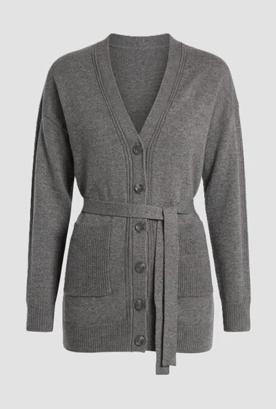 Pennyblack V Cardigan With Grey Women's Belt In Gray