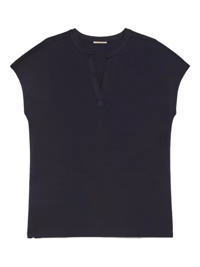Pennyblack V-neck Short-sleeve Top In Black