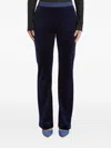 Pennyblack Velvet-texture Flat-front Trousers In Blue