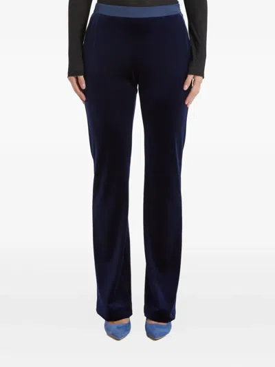 Pennyblack Velvet-texture Flat-front Trousers In Blue