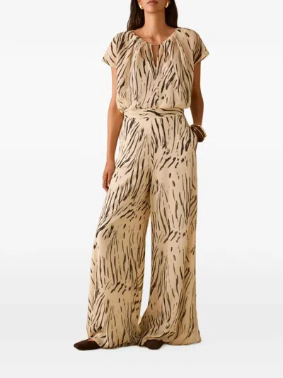 Pennyblack Vespa Zebra-print Palazzo Pants In Neutral