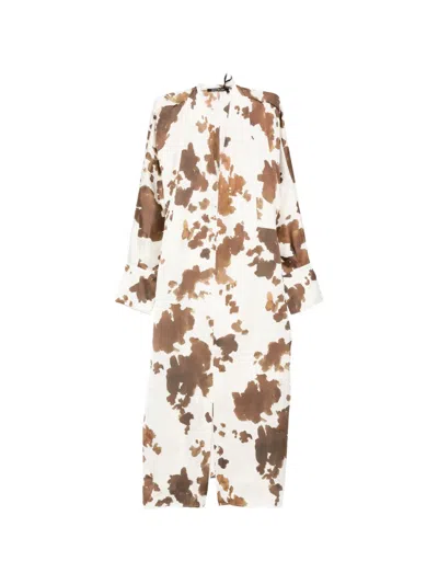 Pennyblack V-neck Printed Midi Dress In Neutral