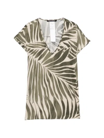 Pennyblack V-neck Printed Top In Green