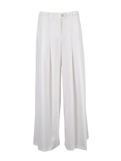 Pennyblack Wide-leg White Trousers With Pleated Design And Low Waist