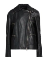 Pennyblack Woman Jacket Black Size 10 Ovine Leather In Black