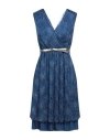 Pennyblack Woman Midi Dress Blue Size 10 Polyester, Metallic Fiber