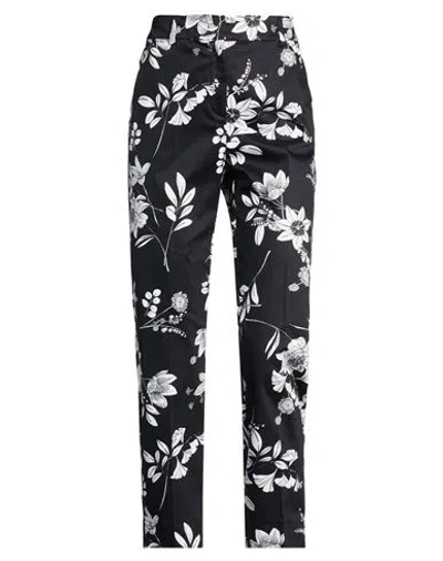 Pennyblack Woman Pants Black Size 2 Cotton, Elastane In Animal Print