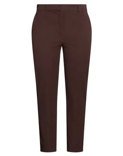 Pennyblack Woman Pants Dark Brown Size 12 Cotton, Viscose, Elastane