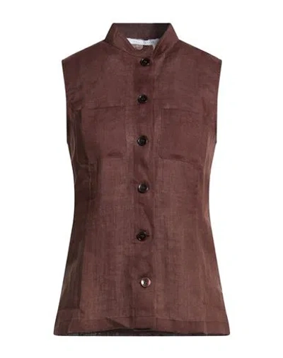 Pennyblack Woman Shirt Dark Brown Size 6 Linen