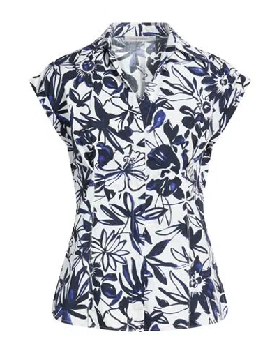 Pennyblack Woman Shirt Midnight Blue Size 6 Cotton In White