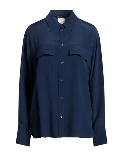 Pennyblack Woman Shirt Navy Size 12 Acetate, Silk In Blue