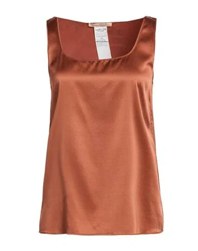 Pennyblack Woman Top Rust Size 10 Silk, Elastane In Brown
