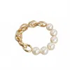 Pennyline Inc Women's Chunky Chain & Pearl Bead Stretch Bracelet In Gold In Gold