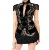 Pentagramme Baroque Style Jacquard Tail Coat Vest In Gold