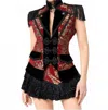 Pentagramme Baroque Style Jacquard Tail Coat Vest In Red