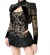 Pentagramme Gothic Jacquard Open Front Bolero Jacket In Gold