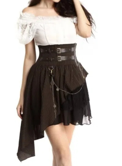 Pentagramme High Waist Irregular Tailed Skirt In Coffee