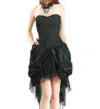 Pentagramme Lace Overlay Strapless Bustle Dress In Green And Black In Multi