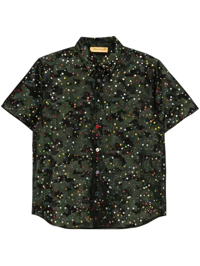 Penultimate Rhinestone Rain Military Shirt In Black