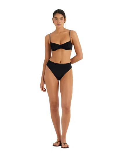 Peony Mid High Cut Bikini Pant In Black