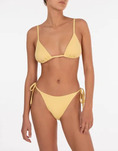 Peony String Triangle Bikini Top In Lemon In Yellow