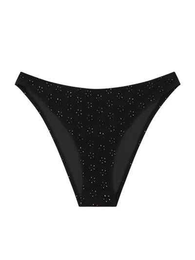 Peony Women's Broderie Bikini Bottom In Noir